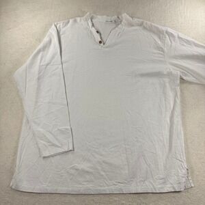Local Mode Men's Grandad Shirt Long Sleeve White Casual Button Up Beachy‎ Party